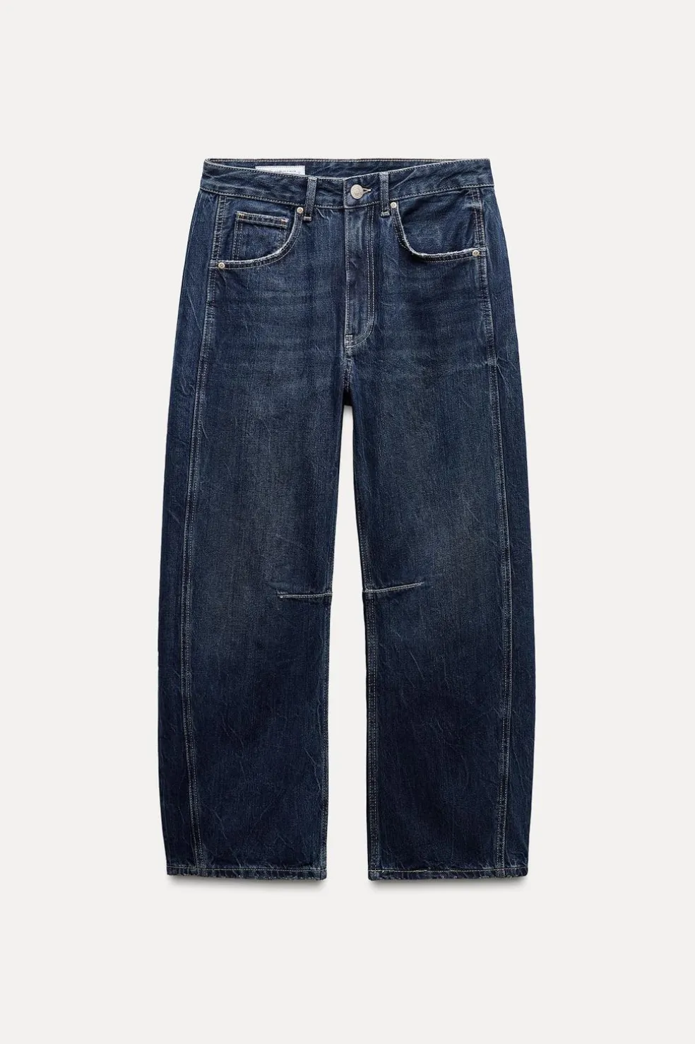 ZARA Jeans^JEANS TRF RELAXED BALLOON CINTURA MÉDIA Azul-marinho