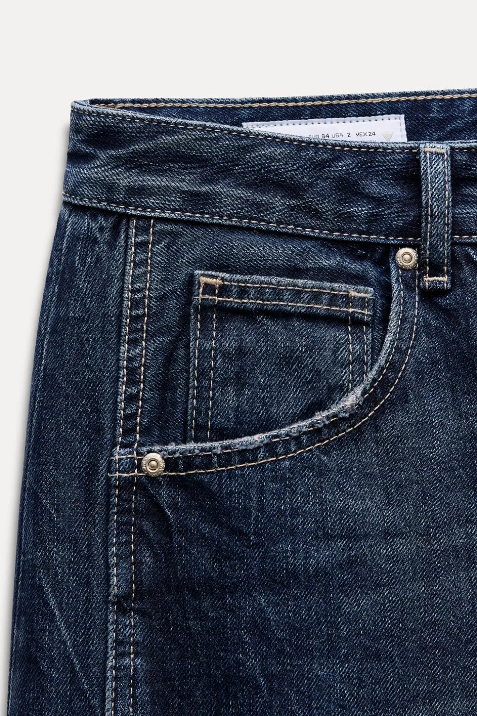 ZARA Jeans^JEANS TRF RELAXED BALLOON CINTURA MÉDIA Azul-marinho