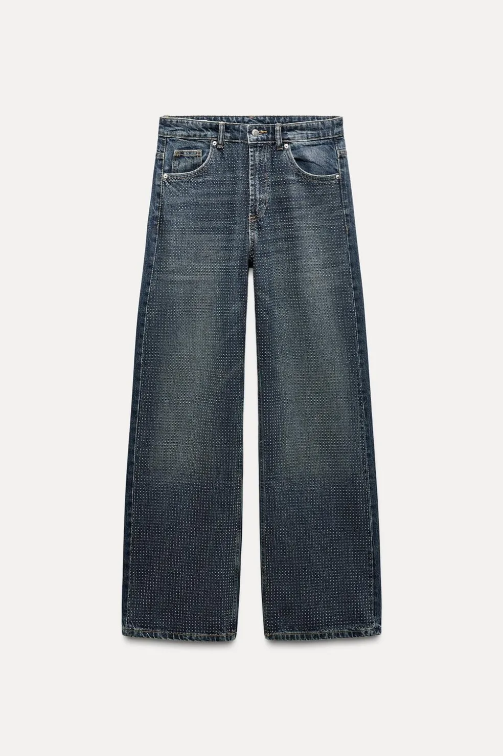 ZARA Jeans^JEANS TRF RELAXED BRILHO CINTURA MÉDIA Azul-marinho
