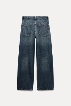 ZARA Jeans^JEANS TRF RELAXED BRILHO CINTURA MÉDIA Azul-marinho