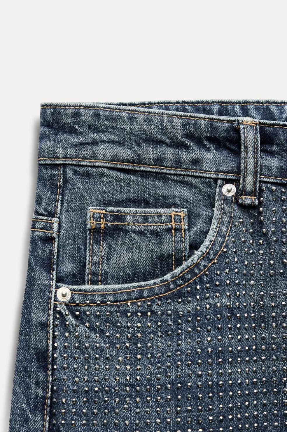 ZARA Jeans^JEANS TRF RELAXED BRILHO CINTURA MÉDIA Azul-marinho