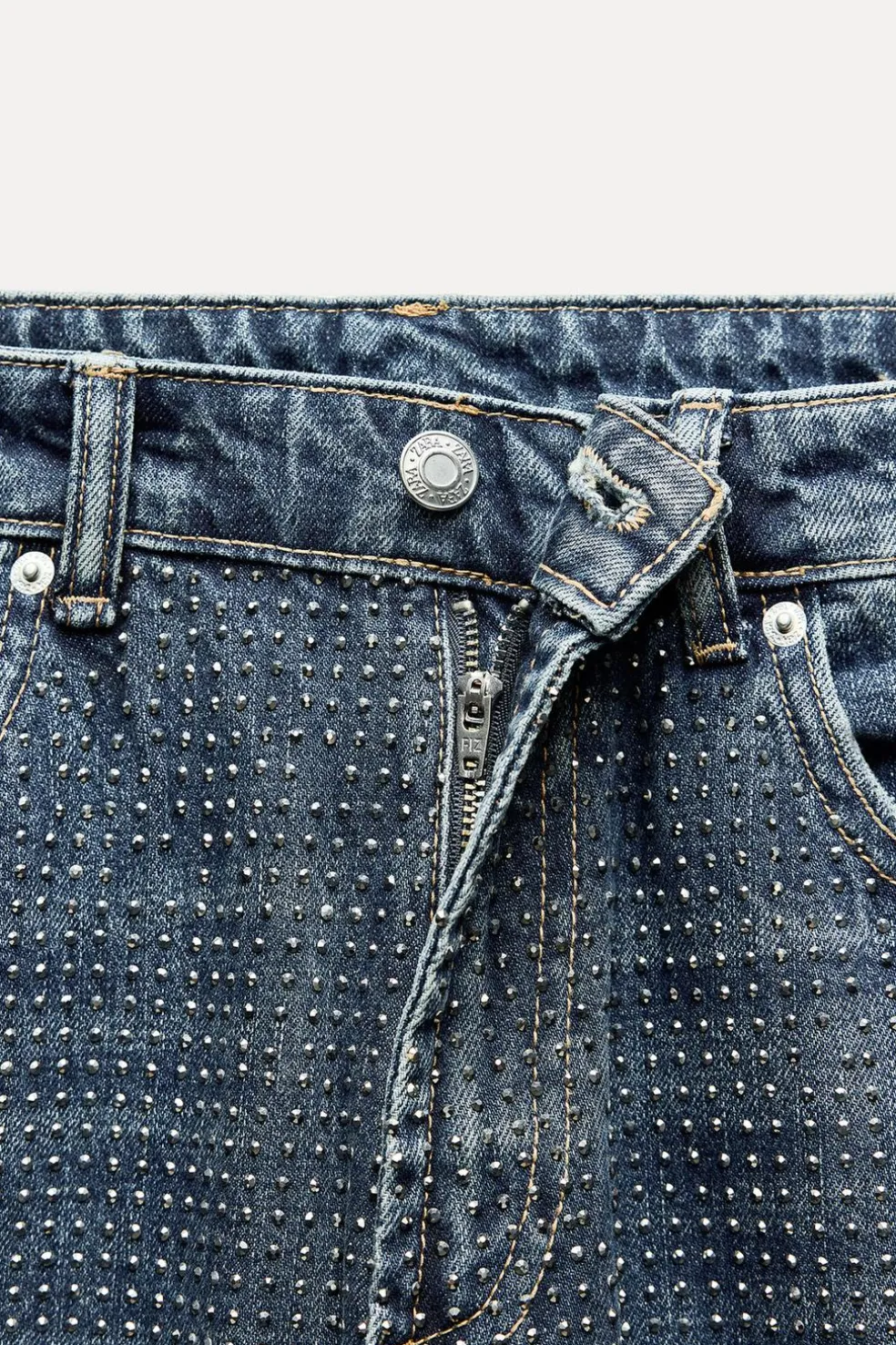 ZARA Jeans^JEANS TRF RELAXED BRILHO CINTURA MÉDIA Azul-marinho