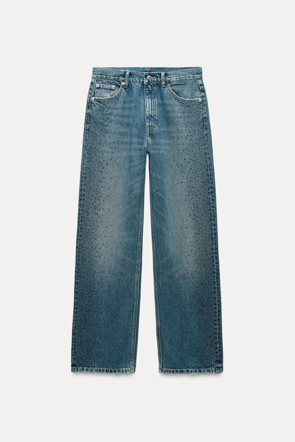 ZARA Jeans^JEANS TRF RELAXED BRILHO CINTURA MÉDIA Azul-marinho