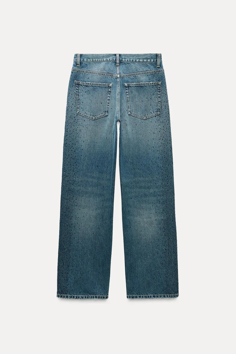 ZARA Jeans^JEANS TRF RELAXED BRILHO CINTURA MÉDIA Azul-marinho