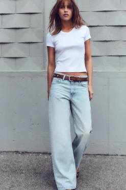 ZARA Jeans^JEANS TRF RELAXED CINTURA MÉDIA Azul-claro