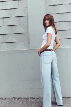 ZARA Jeans^JEANS TRF RELAXED CINTURA MÉDIA Azul-claro