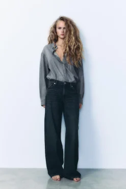 ZARA Jeans^JEANS TRF RELAXED CINTURA BAIXA Azul-noite