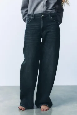 ZARA Jeans^JEANS TRF RELAXED CINTURA BAIXA Azul-noite