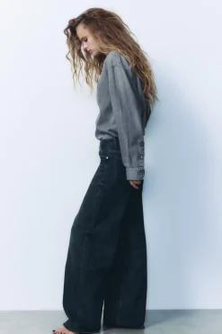ZARA Jeans^JEANS TRF RELAXED CINTURA BAIXA Azul-noite