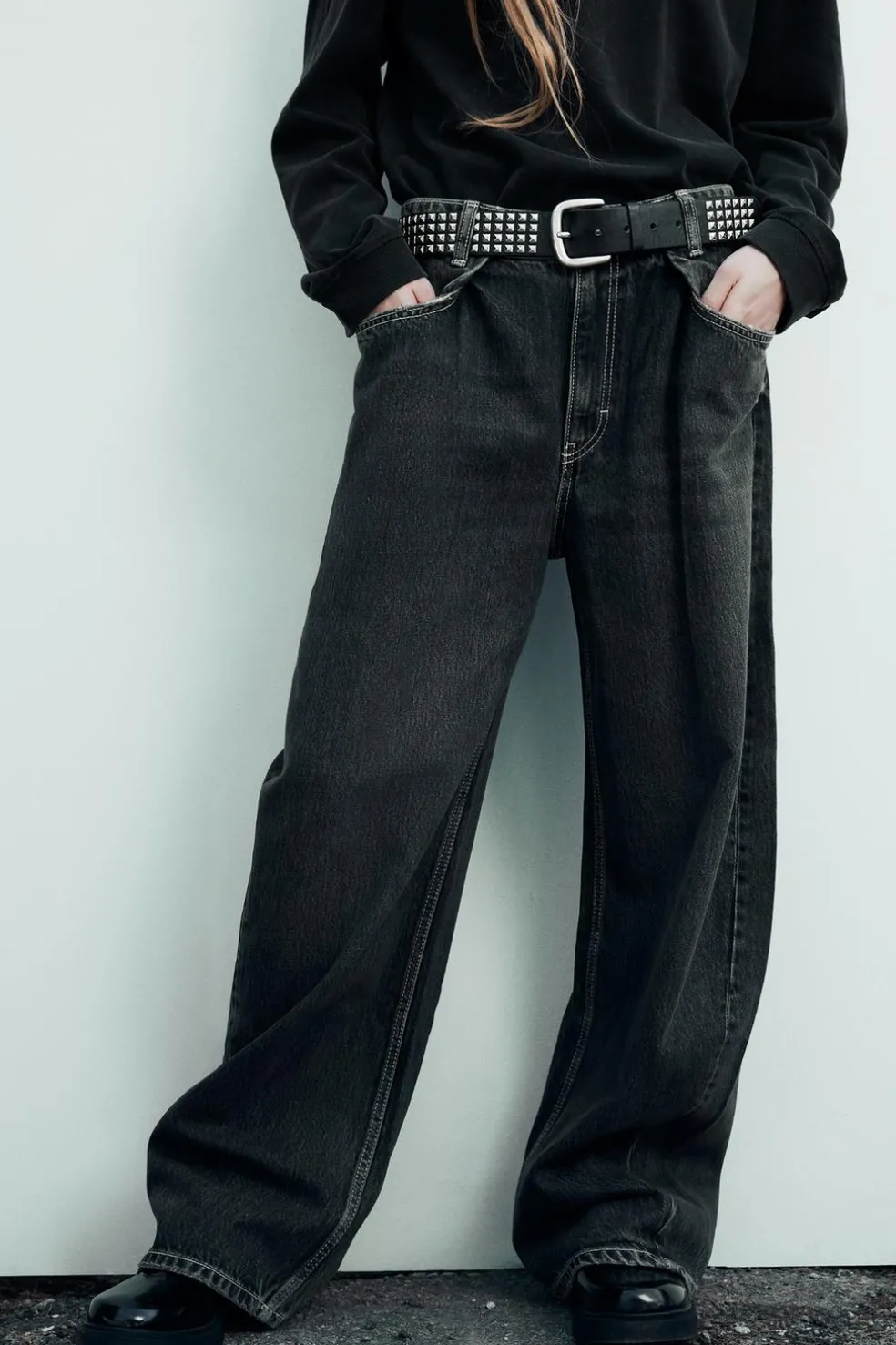 ZARA Jeans^JEANS TRF RELAXED COM PINÇAS CINTURA SUBIDA Cinzento-antracito