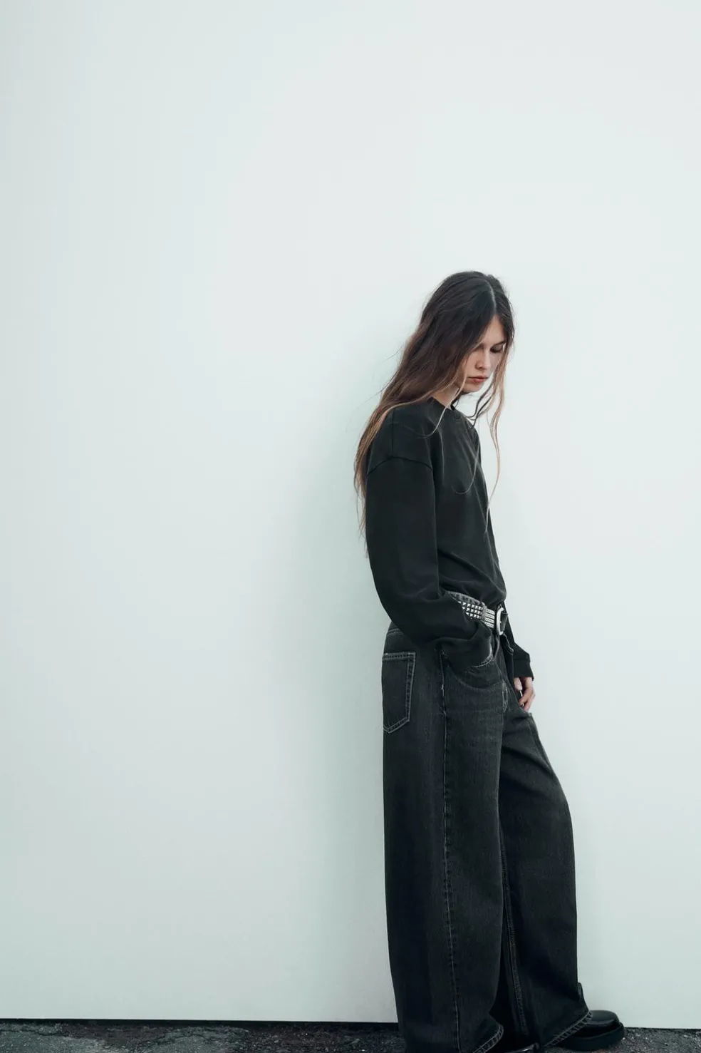 ZARA Jeans^JEANS TRF RELAXED COM PINÇAS CINTURA SUBIDA Cinzento-antracito