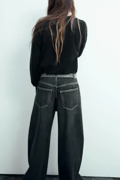 ZARA Jeans^JEANS TRF RELAXED COM PINÇAS CINTURA SUBIDA Cinzento-antracito