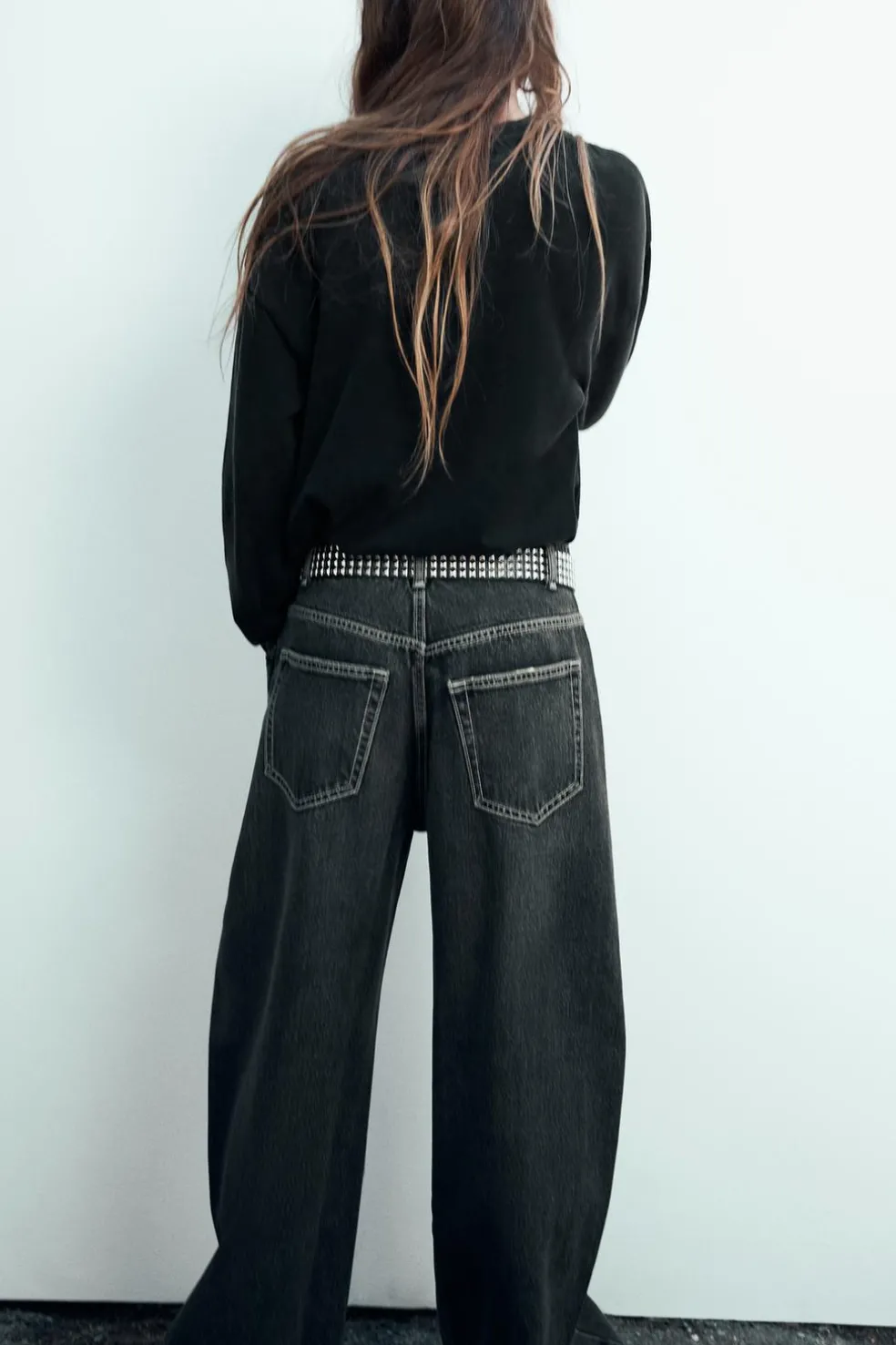 ZARA Jeans^JEANS TRF RELAXED COM PINÇAS CINTURA SUBIDA Cinzento-antracito