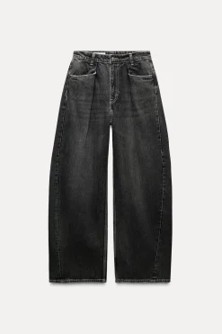 ZARA Jeans^JEANS TRF RELAXED COM PINÇAS CINTURA SUBIDA Cinzento-antracito