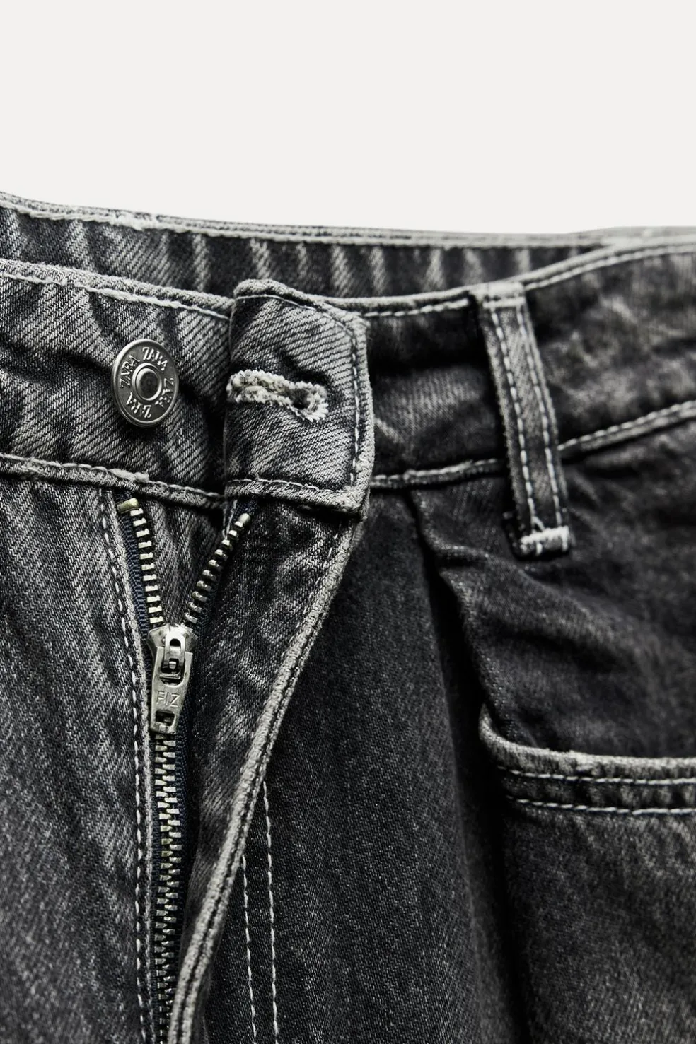 ZARA Jeans^JEANS TRF RELAXED COM PINÇAS CINTURA SUBIDA Cinzento-antracito
