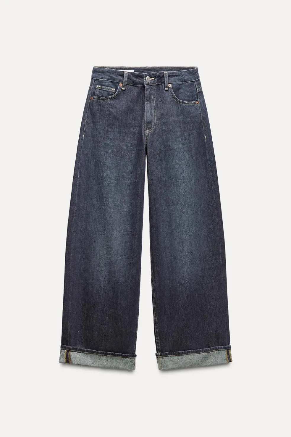 ZARA Jeans^JEANS TRF RELAXED FOLD UP CINTURA BAIXA Índigo-escuro