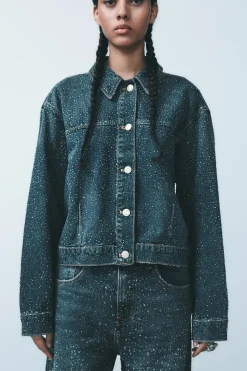 ZARA Jeans^JEANS TRF RELAXED OVERSIZE TAPERED STRASS CINTURA SUBIDA Azul