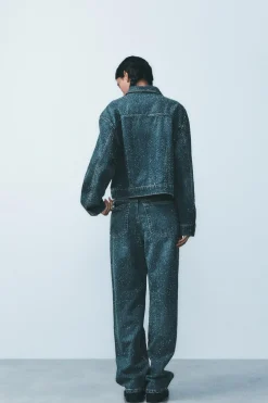 ZARA Jeans^JEANS TRF RELAXED OVERSIZE TAPERED STRASS CINTURA SUBIDA Azul
