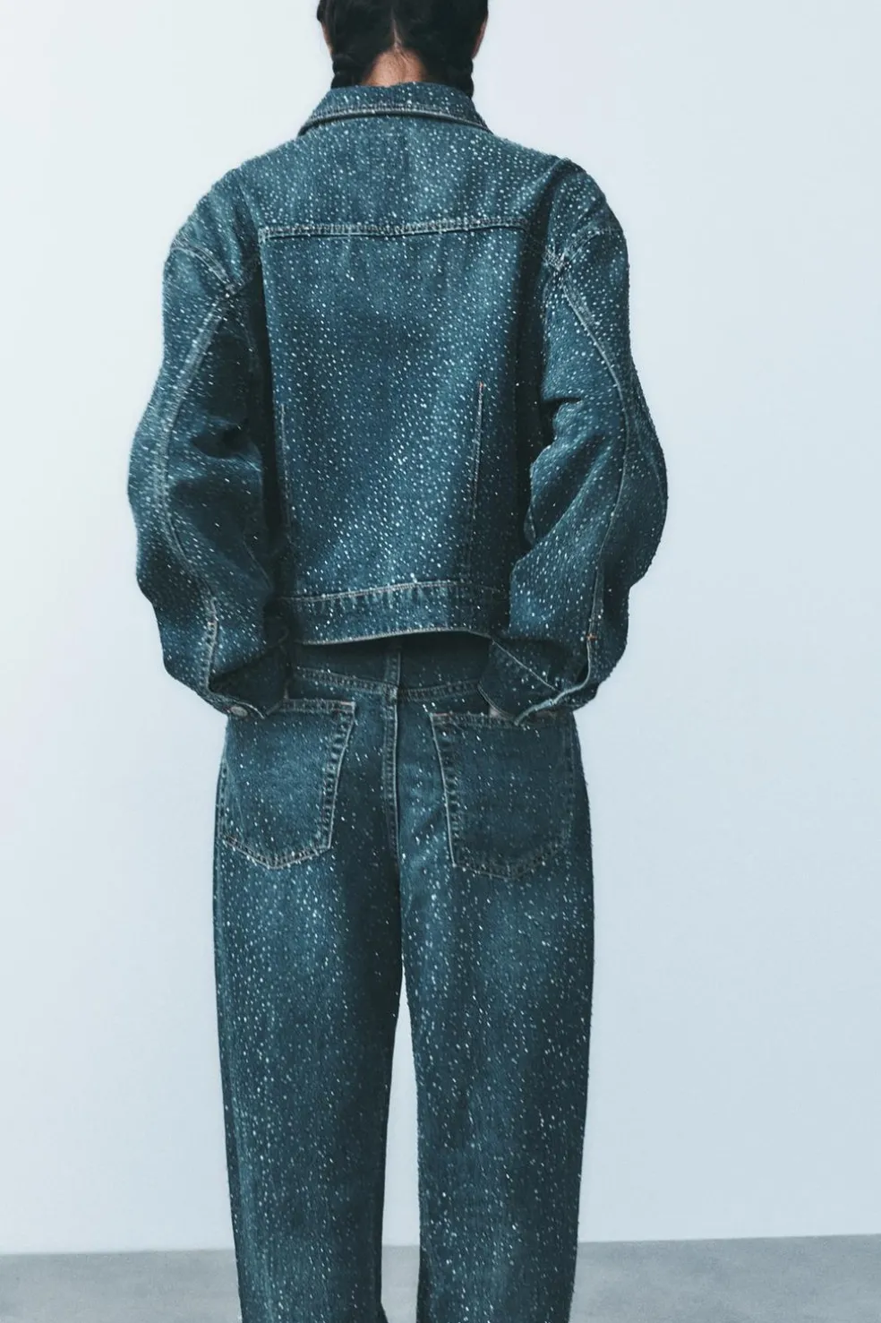 ZARA Jeans^JEANS TRF RELAXED OVERSIZE TAPERED STRASS CINTURA SUBIDA Azul