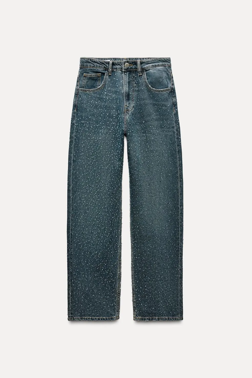 ZARA Jeans^JEANS TRF RELAXED OVERSIZE TAPERED STRASS CINTURA SUBIDA Azul