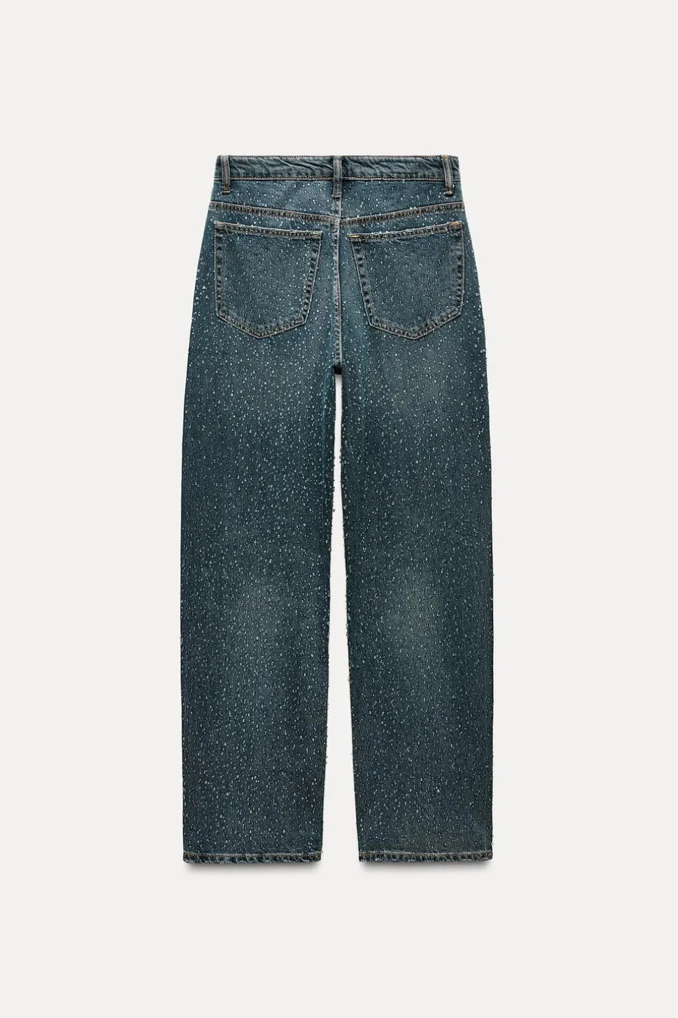 ZARA Jeans^JEANS TRF RELAXED OVERSIZE TAPERED STRASS CINTURA SUBIDA Azul
