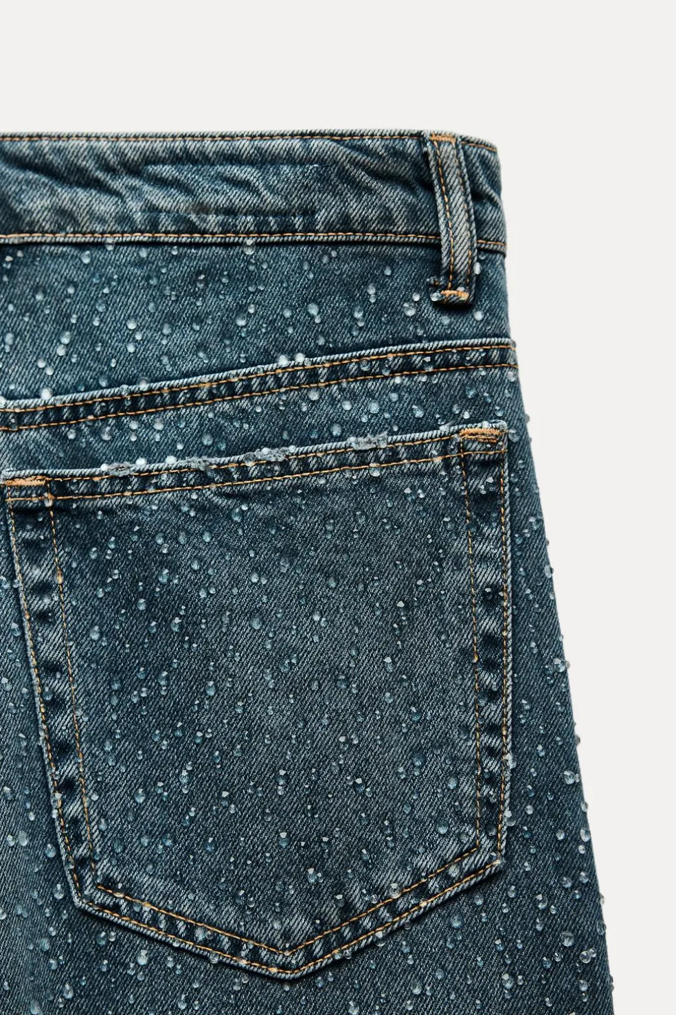 ZARA Jeans^JEANS TRF RELAXED OVERSIZE TAPERED STRASS CINTURA SUBIDA Azul