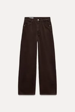 ZARA Jeans^JEANS TRF RELAXED OVERSIZE CINTURA MÉDIA Chocolate