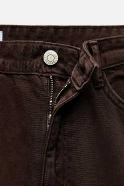 ZARA Jeans^JEANS TRF RELAXED OVERSIZE CINTURA MÉDIA Chocolate