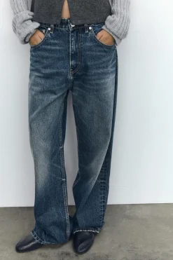 ZARA Jeans^JEANS TRF RELAXED OVERSIZE TAPERED CINTURA SUBIDA Azul-marinho