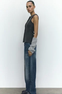 ZARA Jeans^JEANS TRF RELAXED OVERSIZE TAPERED CINTURA SUBIDA Azul-marinho