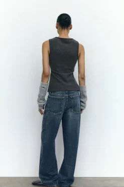 ZARA Jeans^JEANS TRF RELAXED OVERSIZE TAPERED CINTURA SUBIDA Azul-marinho