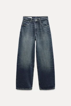 ZARA Jeans^JEANS TRF RELAXED OVERSIZE TAPERED CINTURA SUBIDA Azul-marinho