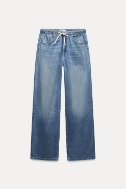 ZARA Jeans^JEANS TRF RELAXED PIJAMA CINTURA MÉDIA Azul-claro