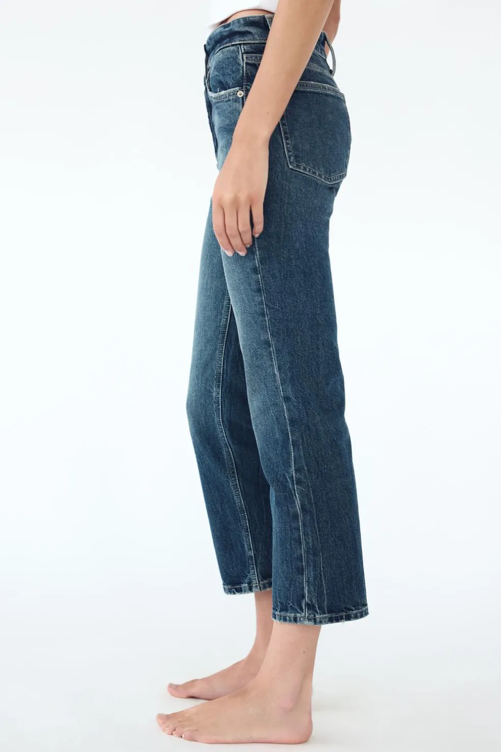 ZARA Jeans^JEANS TRF SLIM CROPPED FLARE CINTURA MÉDIA Azul