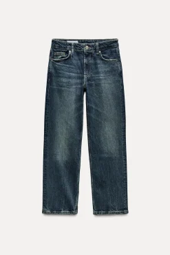 ZARA Jeans^JEANS TRF SLIM CROPPED FLARE CINTURA MÉDIA Azul