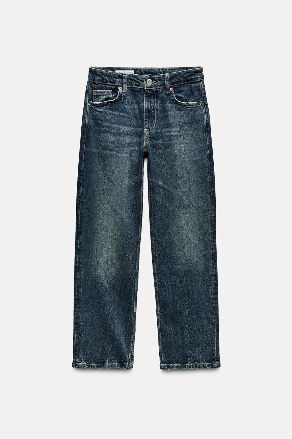 ZARA Jeans^JEANS TRF SLIM CROPPED FLARE CINTURA MÉDIA Azul