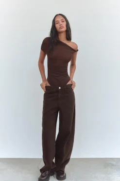 ZARA Jeans^JEANS TRF SLOUCHY DE CINTURA MÉDIA Castanho