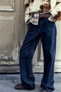 ZARA Jeans^JEANS TRF SLOUCHY WIDE LEG CINTURA MÉDIA Azul-marinho