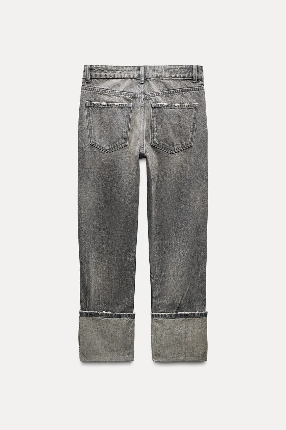 ZARA Jeans^JEANS TRF STOVE PIPE FOLDED CINTURA SUBIDA Cinzento-antracito