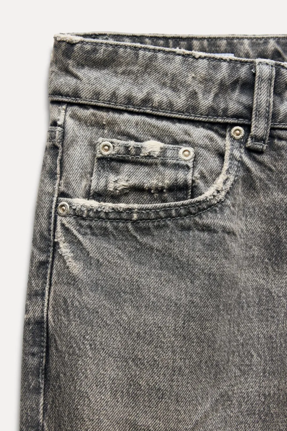 ZARA Jeans^JEANS TRF STOVE PIPE FOLDED CINTURA SUBIDA Cinzento-antracito