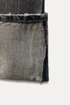 ZARA Jeans^JEANS TRF STOVE PIPE FOLDED CINTURA SUBIDA Cinzento-antracito