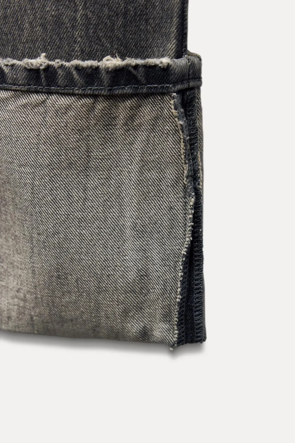 ZARA Jeans^JEANS TRF STOVE PIPE FOLDED CINTURA SUBIDA Cinzento-antracito