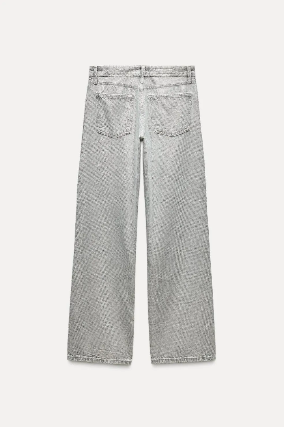 ZARA Jeans^JEANS TRF WIDE LEG BRILHO CINTURA MÉDIA Prata