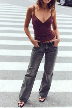 ZARA Jeans^JEANS TRF WIDE LEG CINTURA BAIXA Preto