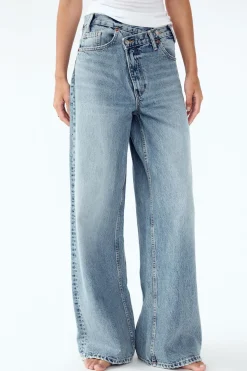 ZARA Jeans^JEANS TRF WIDE LEG CINTURA CRUZADA CINTURA SUBIDA Azul