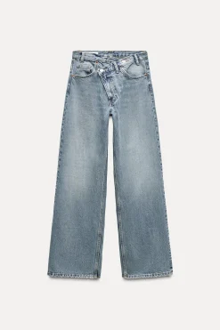 ZARA Jeans^JEANS TRF WIDE LEG CINTURA CRUZADA CINTURA SUBIDA Azul