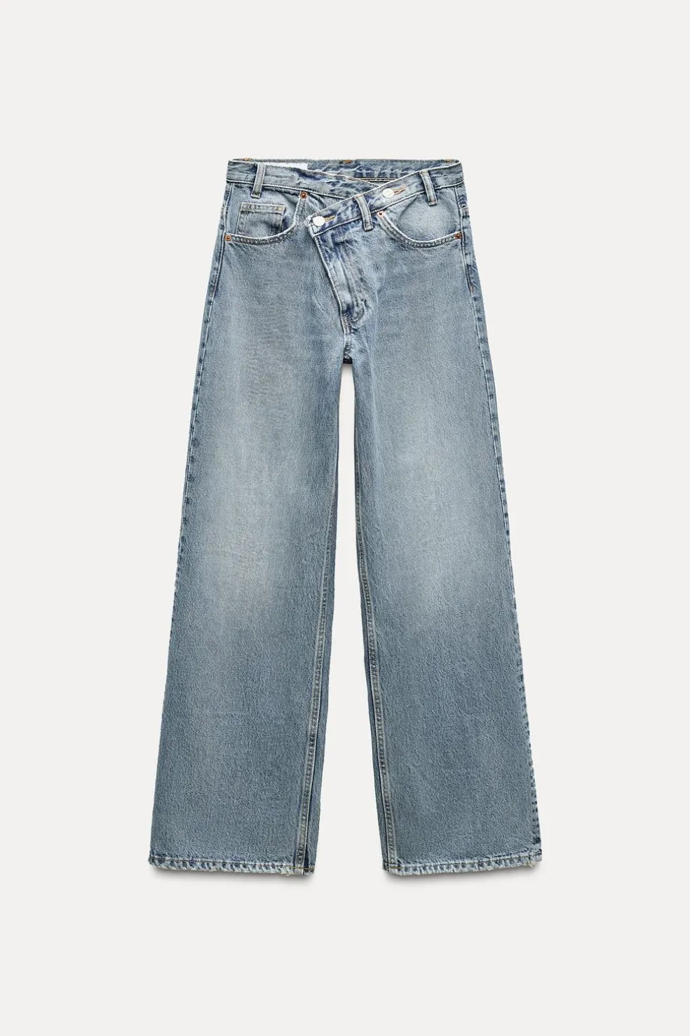 ZARA Jeans^JEANS TRF WIDE LEG CINTURA CRUZADA CINTURA SUBIDA Azul