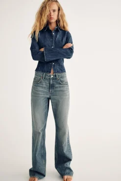 ZARA Jeans^JEANS TRF WIDE LEG CINTURA MÉDIA FULL LENGTH Azul
