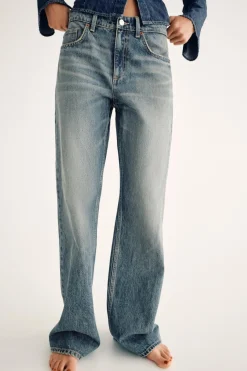 ZARA Jeans^JEANS TRF WIDE LEG CINTURA MÉDIA FULL LENGTH Azul