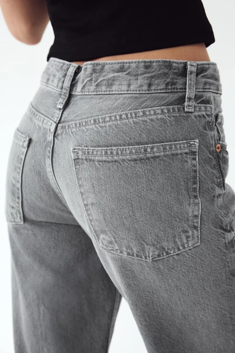ZARA Jeans^JEANS TRF WIDE LEG CINTURA MÉDIA Cinzento-claro